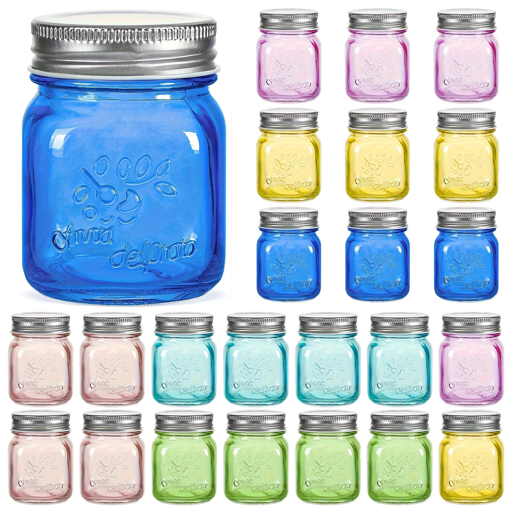 Mini Colored Mason Jars 5 oz with Metal Lids