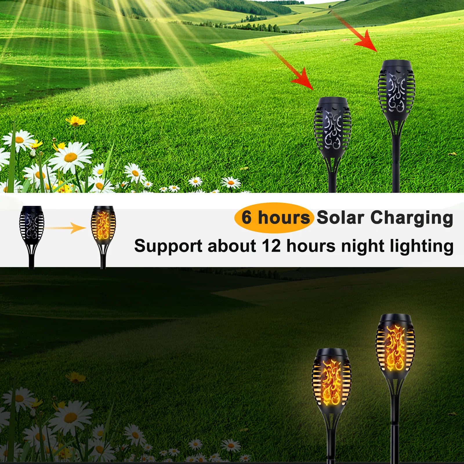 LED Flickering Outdoor Solar Flame Torch Light