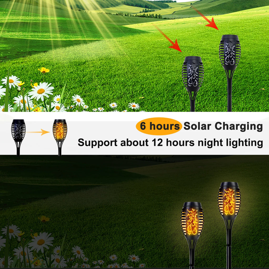 LED Flickering Outdoor Solar Flame Torch Light