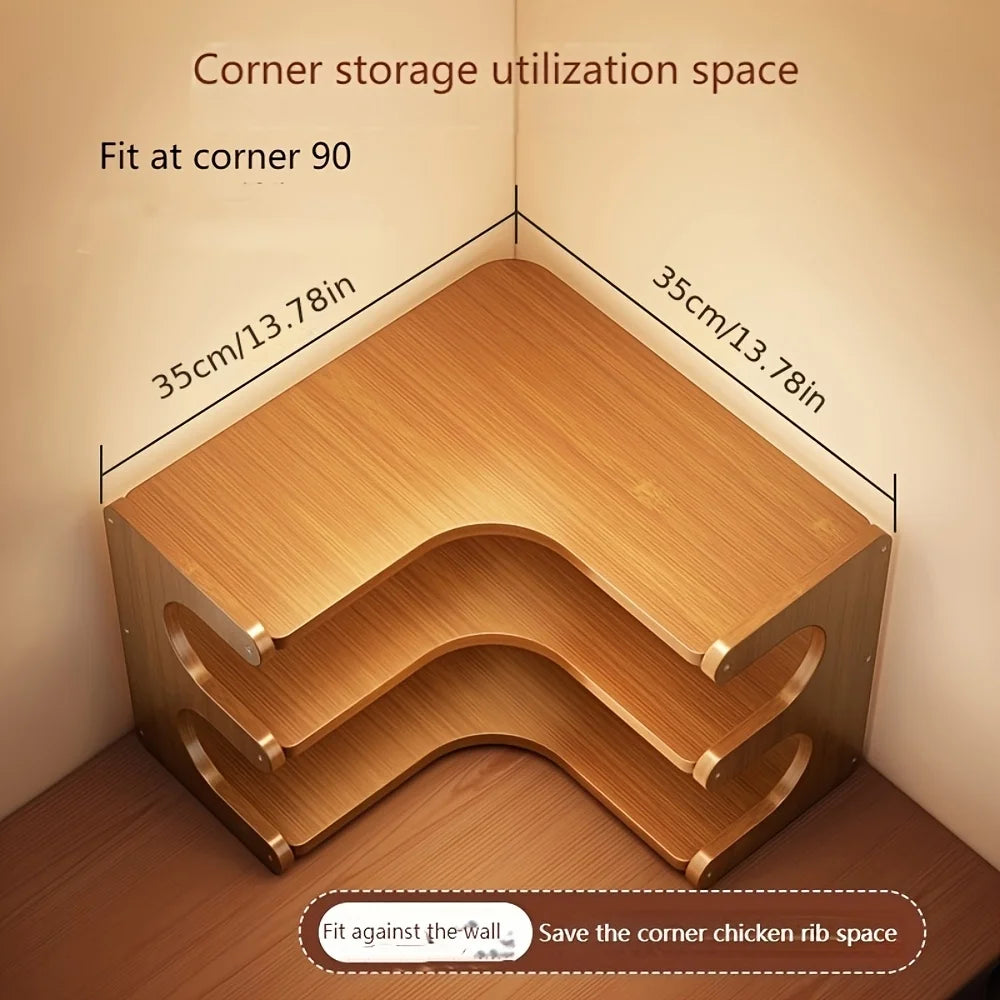 Multi-Tier Bamboo Corner Desk Shelf