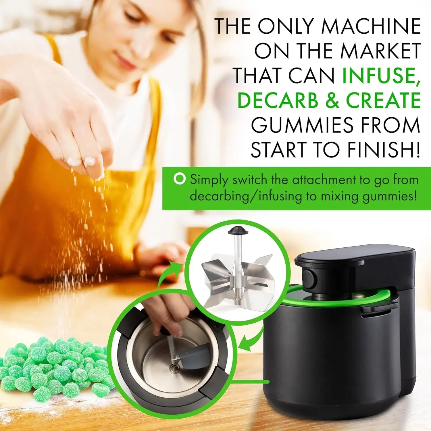 3-In-1 Magical Infuser Machine, Herb Decarboxylator & Gummy Maker