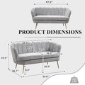 59" Chenille Upholstered Loveseat with Gold Metal Legs