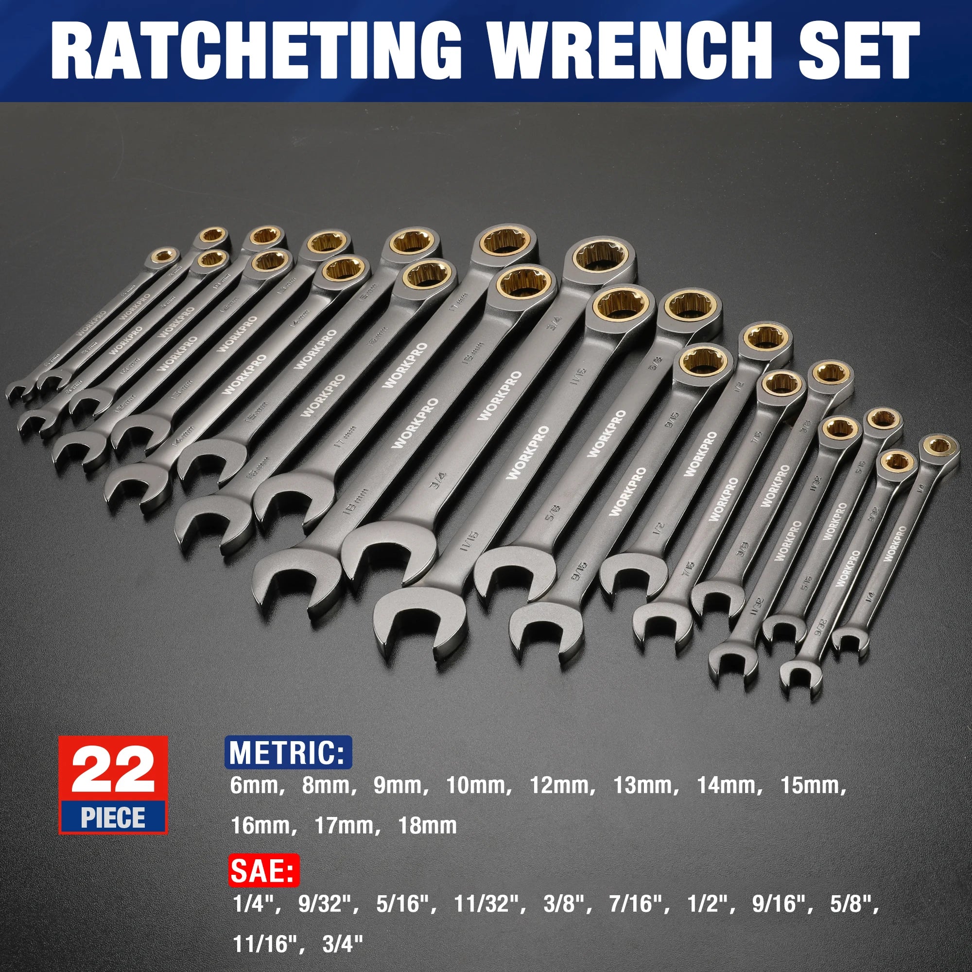 21pc Ratcheting Wrench Set