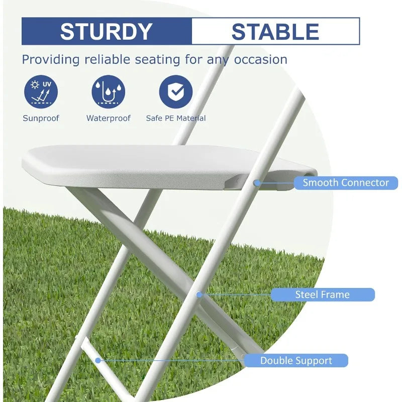 20 Pack White Folding Chairs, 350lb Capacity.