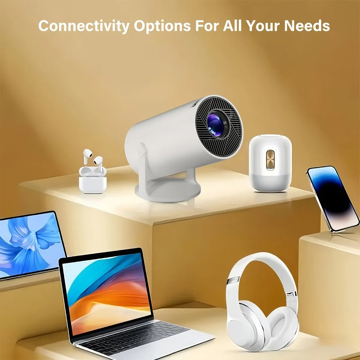 Smart projector with Android 11 system, Wi-Fi 6/Bluetooth 5.2, suitable for movie streaming and enhanced gaming experience