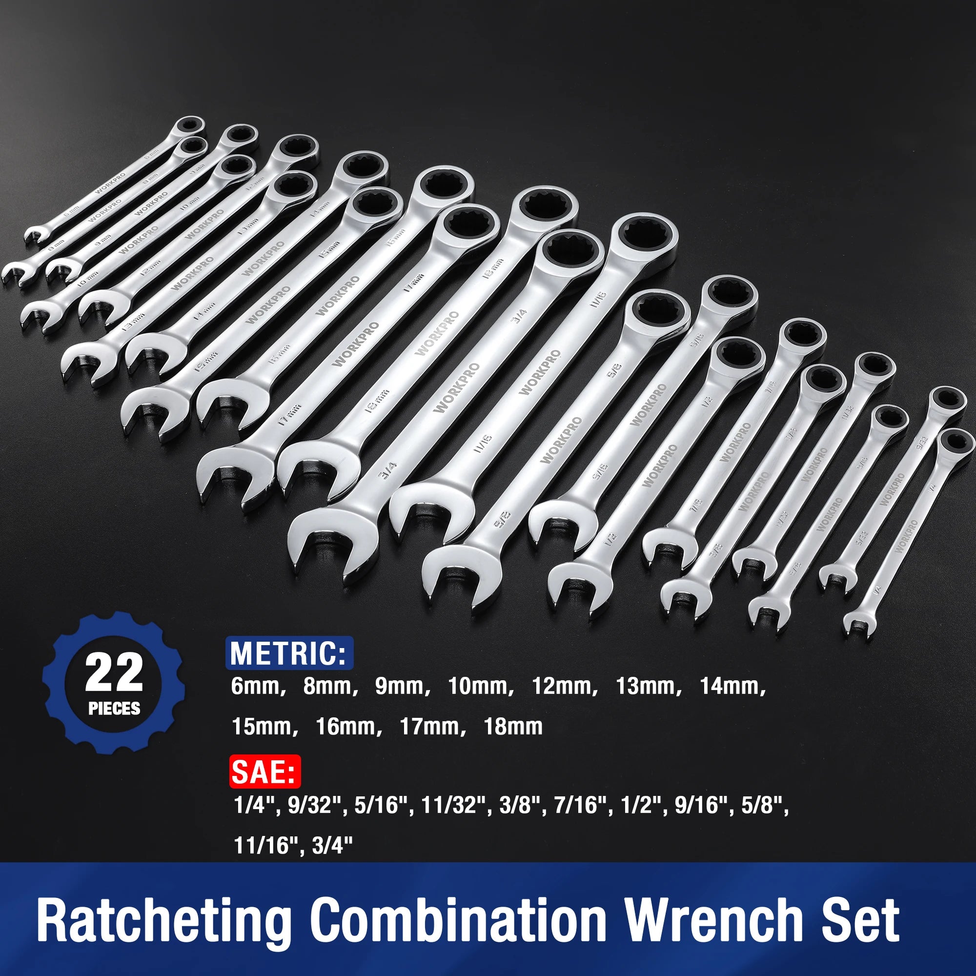 21pc Ratcheting Wrench Set