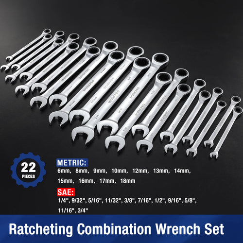 21pc Ratcheting Wrench Set