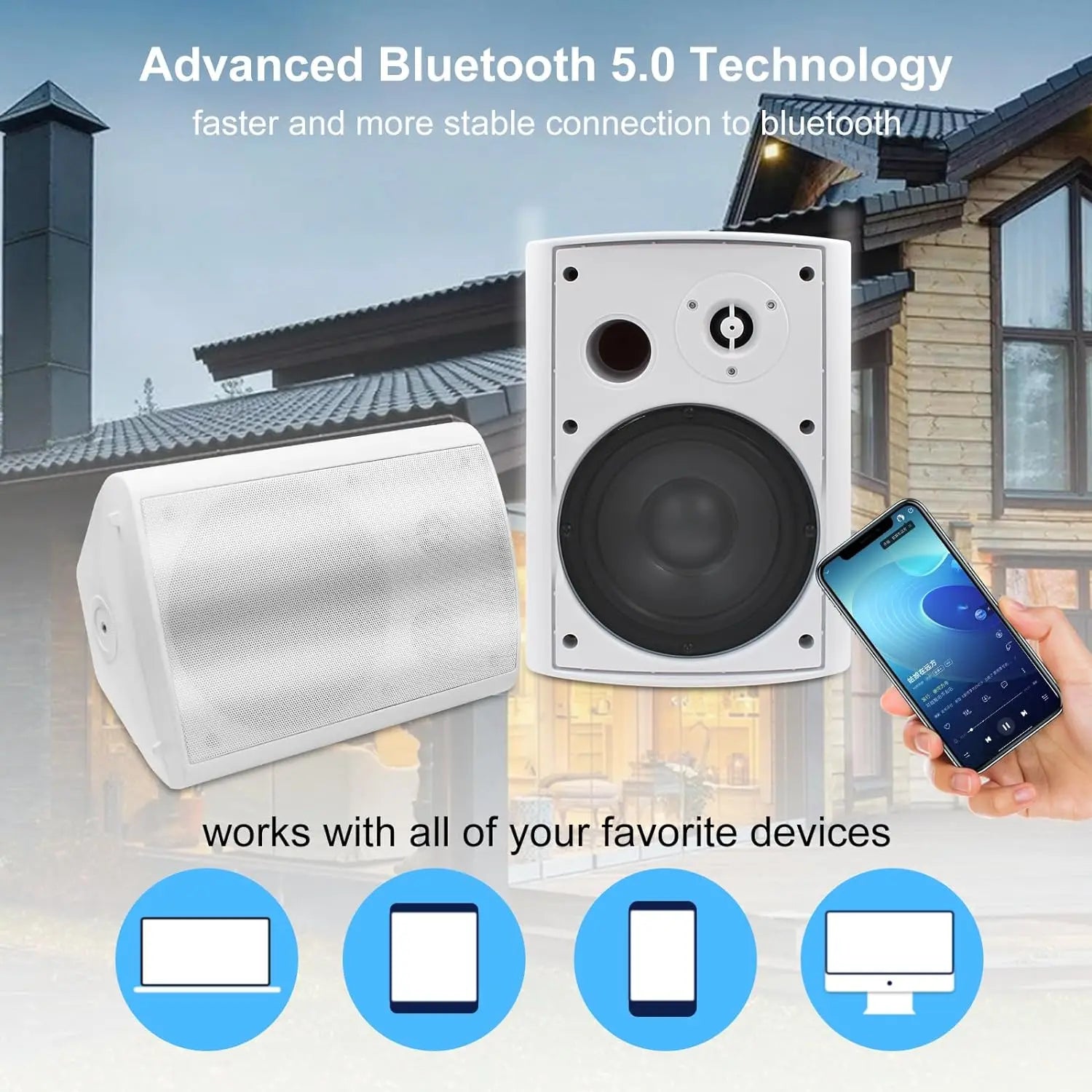 400W Indoor Outdoor Wall Mount Bluetooth Speakers