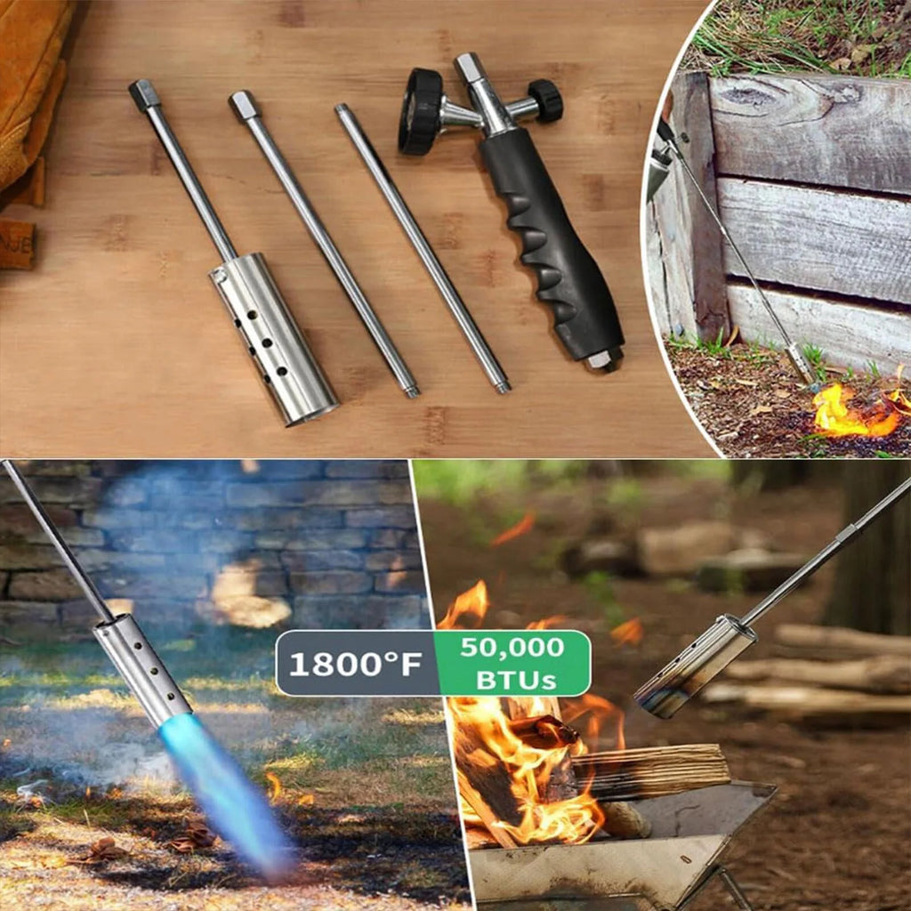 Heavy-Duty Long-Arm Weed Torch | High-Output Outdoor Flamethrower