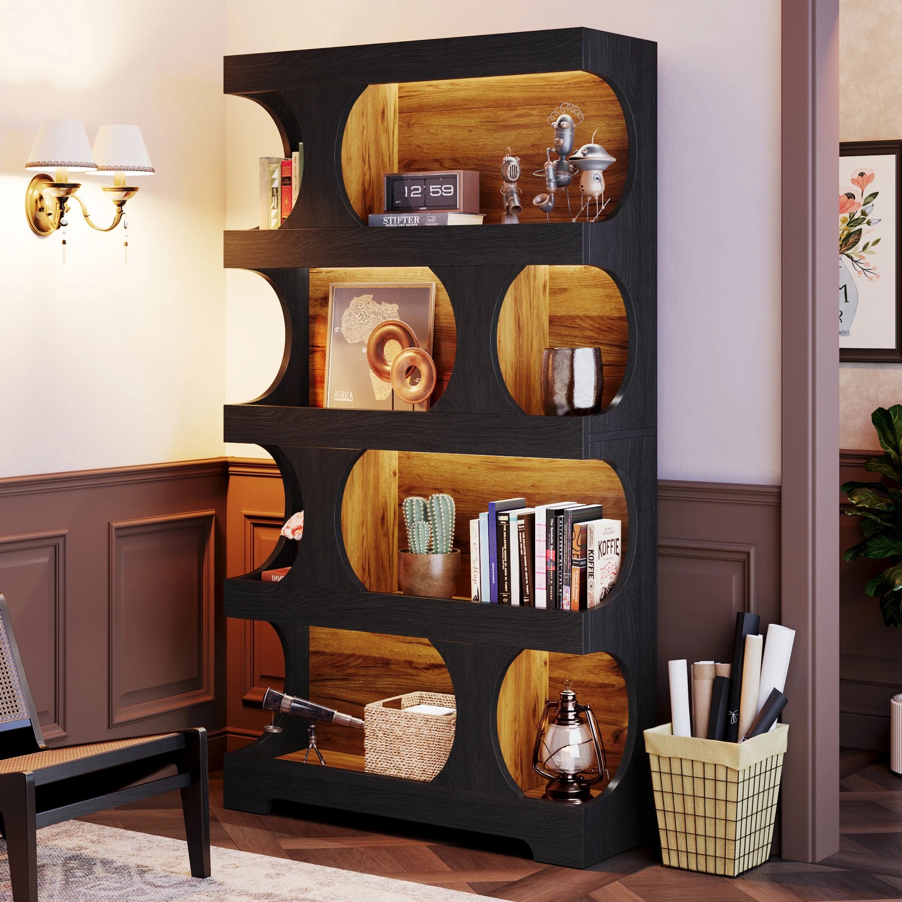 Tribesigns 71" Tall S-Shaped 4-Tier Bookcase