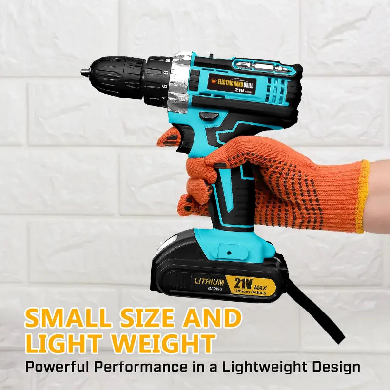 21V Cordless Drill Set with Lithium-Ion Battery