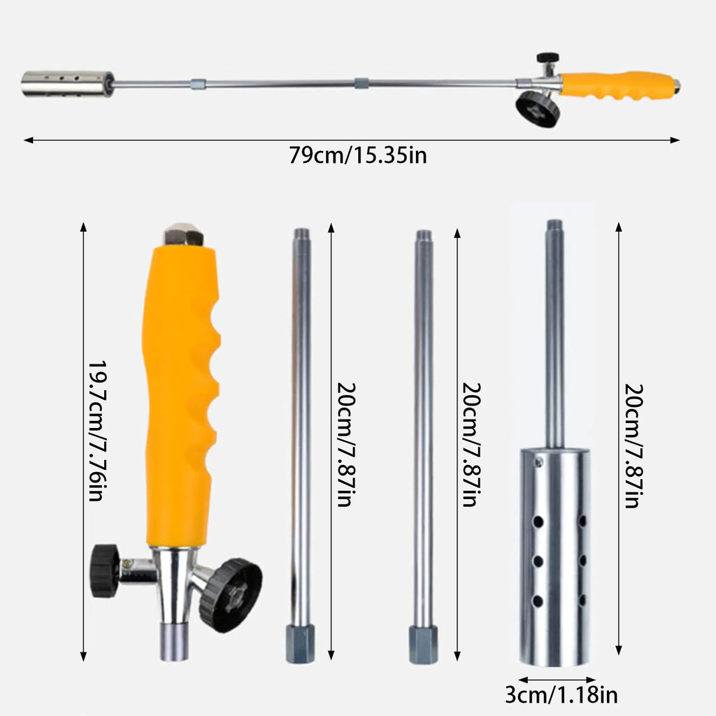 Heavy-Duty Long-Arm Weed Torch | High-Output Outdoor Flamethrower