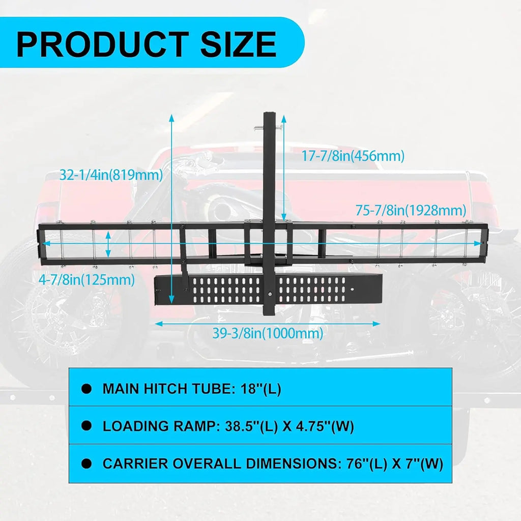 Heavy-Duty Hitch-Mount Motorcycle Carrier (600 lbs Capacity)