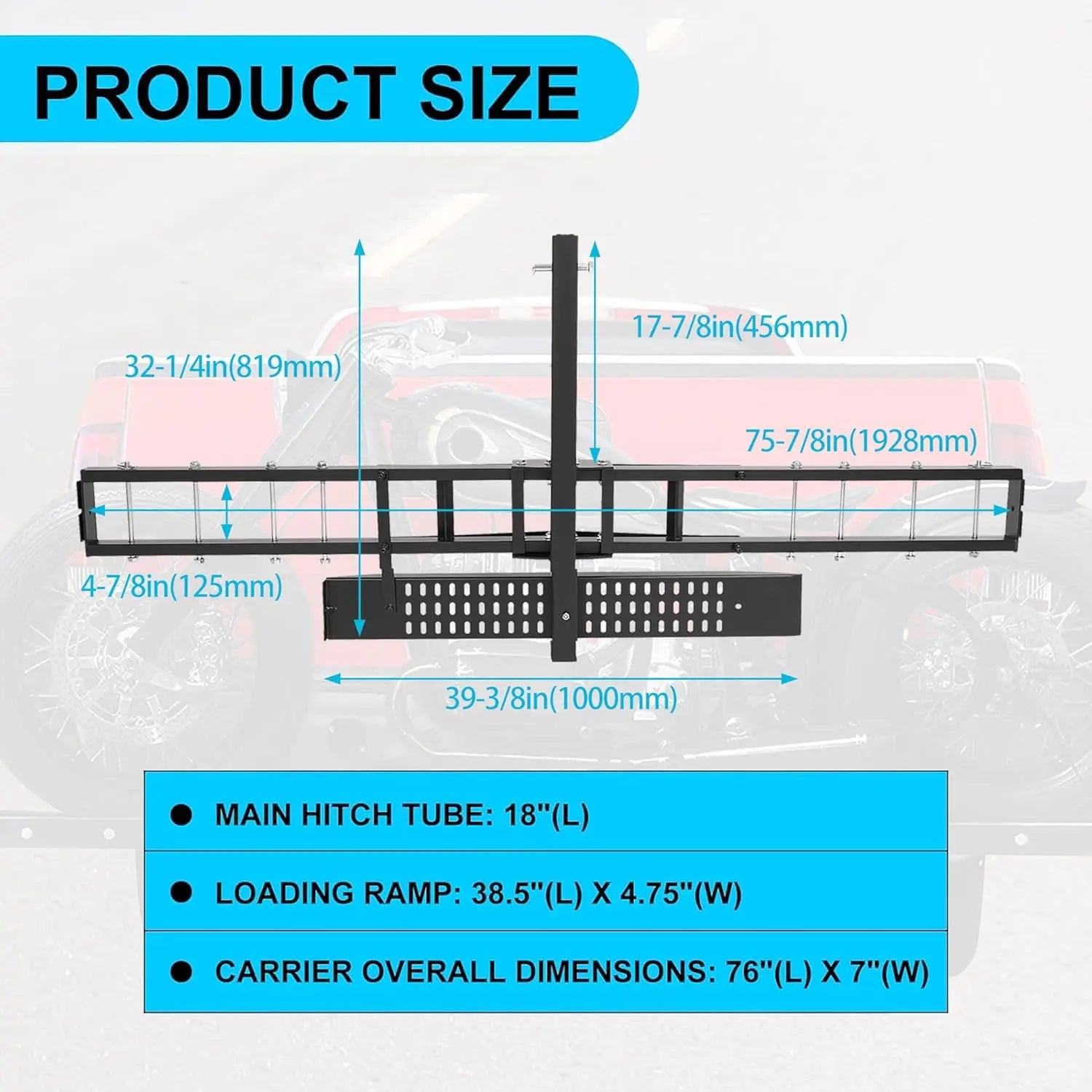 Heavy-Duty Hitch-Mount Motorcycle Carrier (600 lbs Capacity)