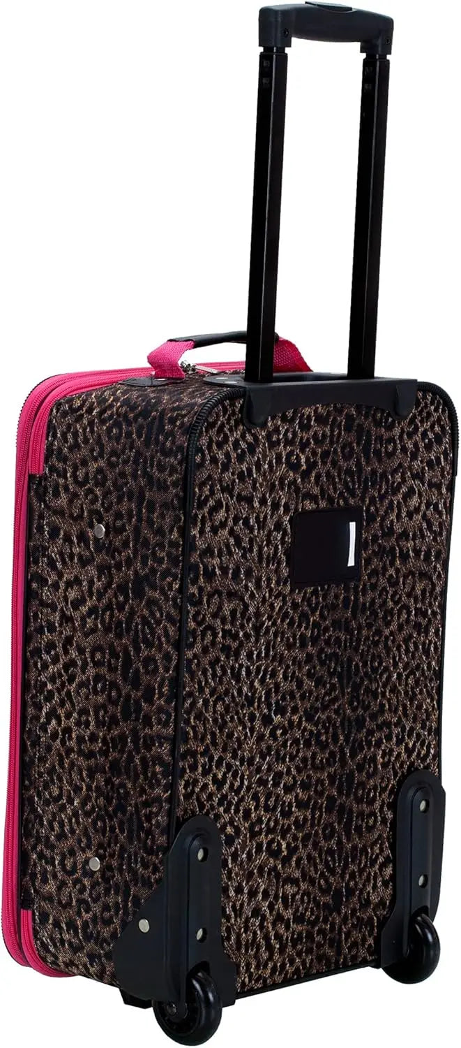 Pink Leopard 4-Piece Luggage Set with Tote