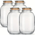 1 Gallon Wide Mouth Glass Mason Jars with Hinged Airtight Lids & Replacement Silicone Gaskets