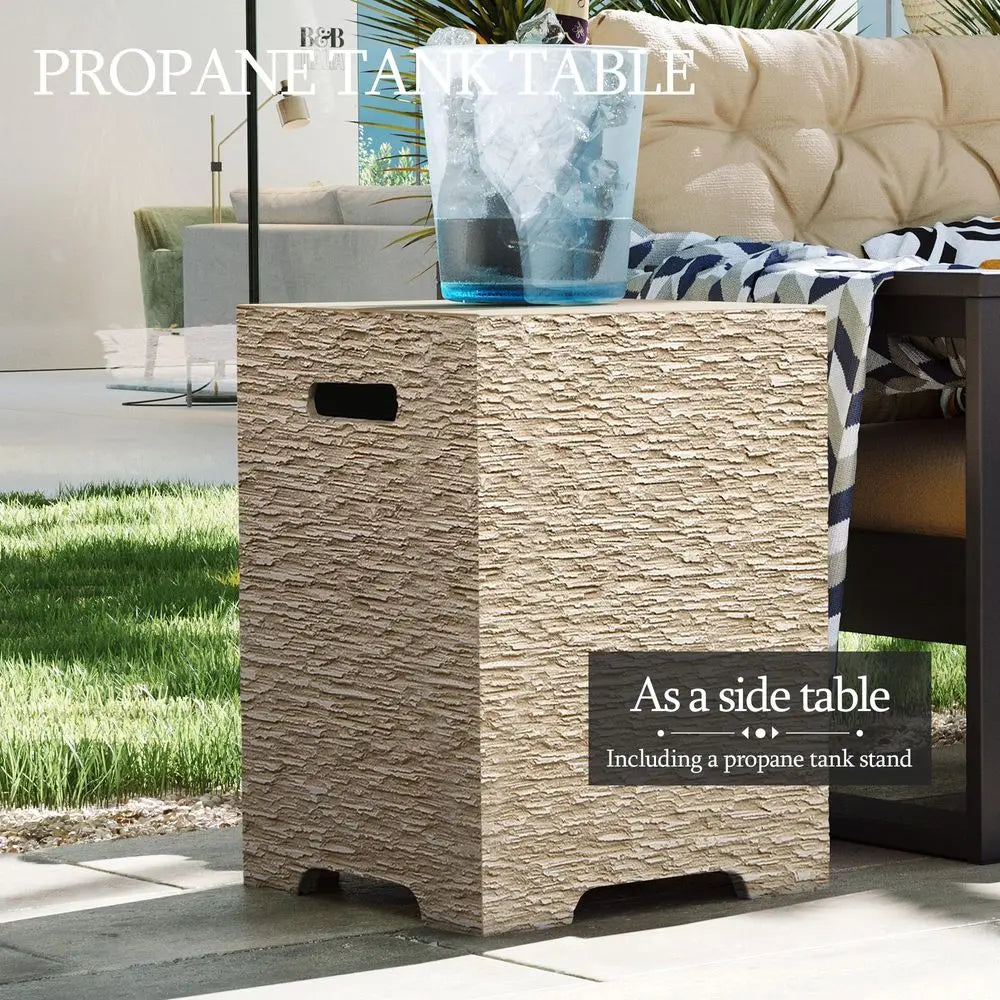 Modern 56-Inch Concrete Propane Fire Pit Table (50,000 BTU) with Hidden Tank Cover
