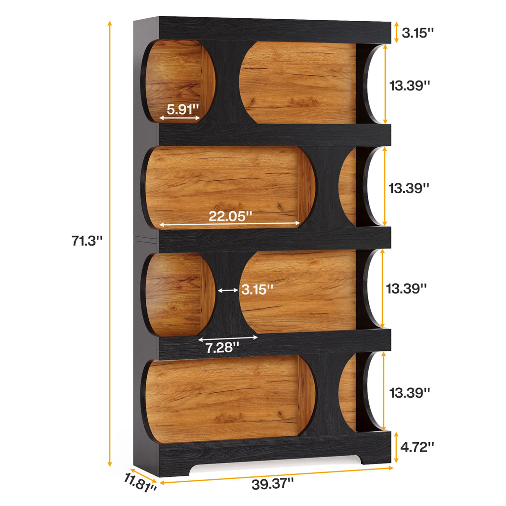 Tribesigns 71" Tall S-Shaped 4-Tier Bookcase