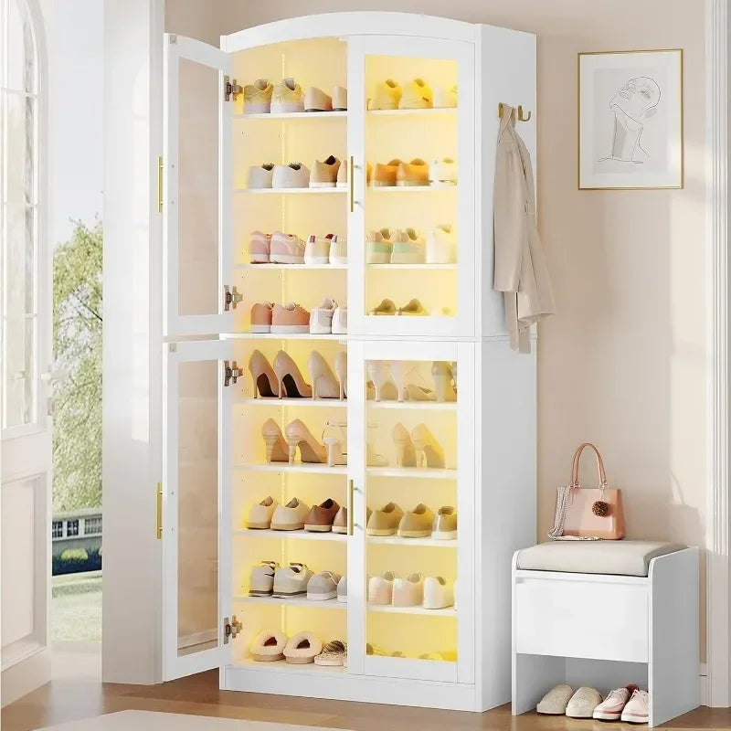 Hzuaneri 9-Tier Shoe Storage Cabinet with Glass Doors