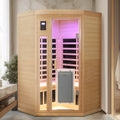 Low EMF Hemlock Wood Far-Infrared Two-Person Sauna Corner-Fit Design