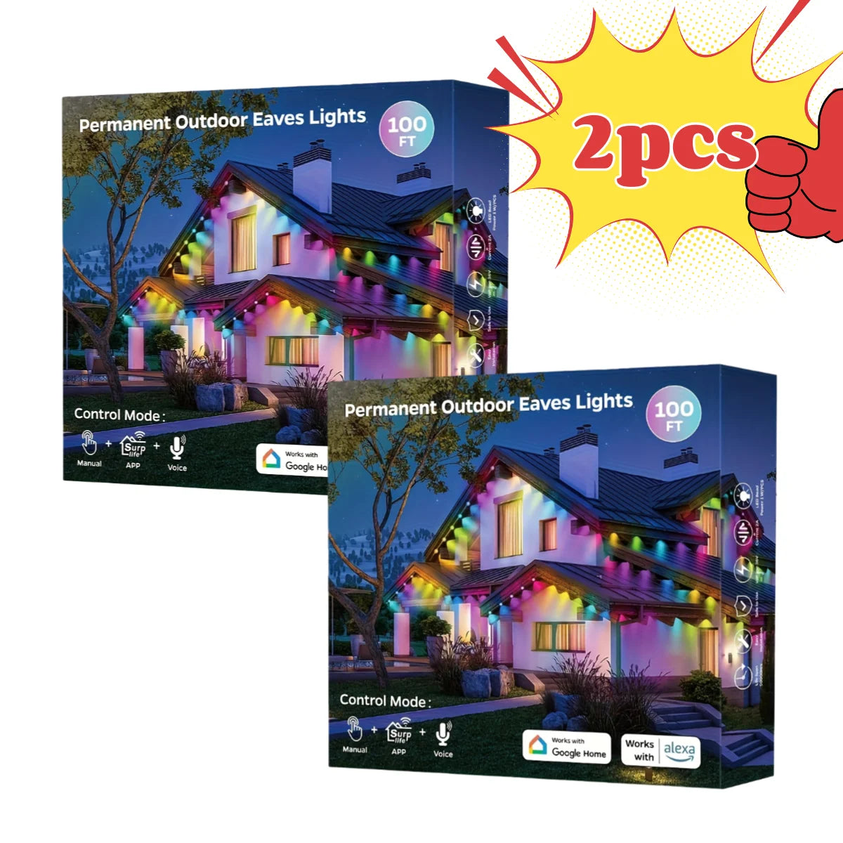 100ft -72 RGB+IC LEDs - 2 pcs