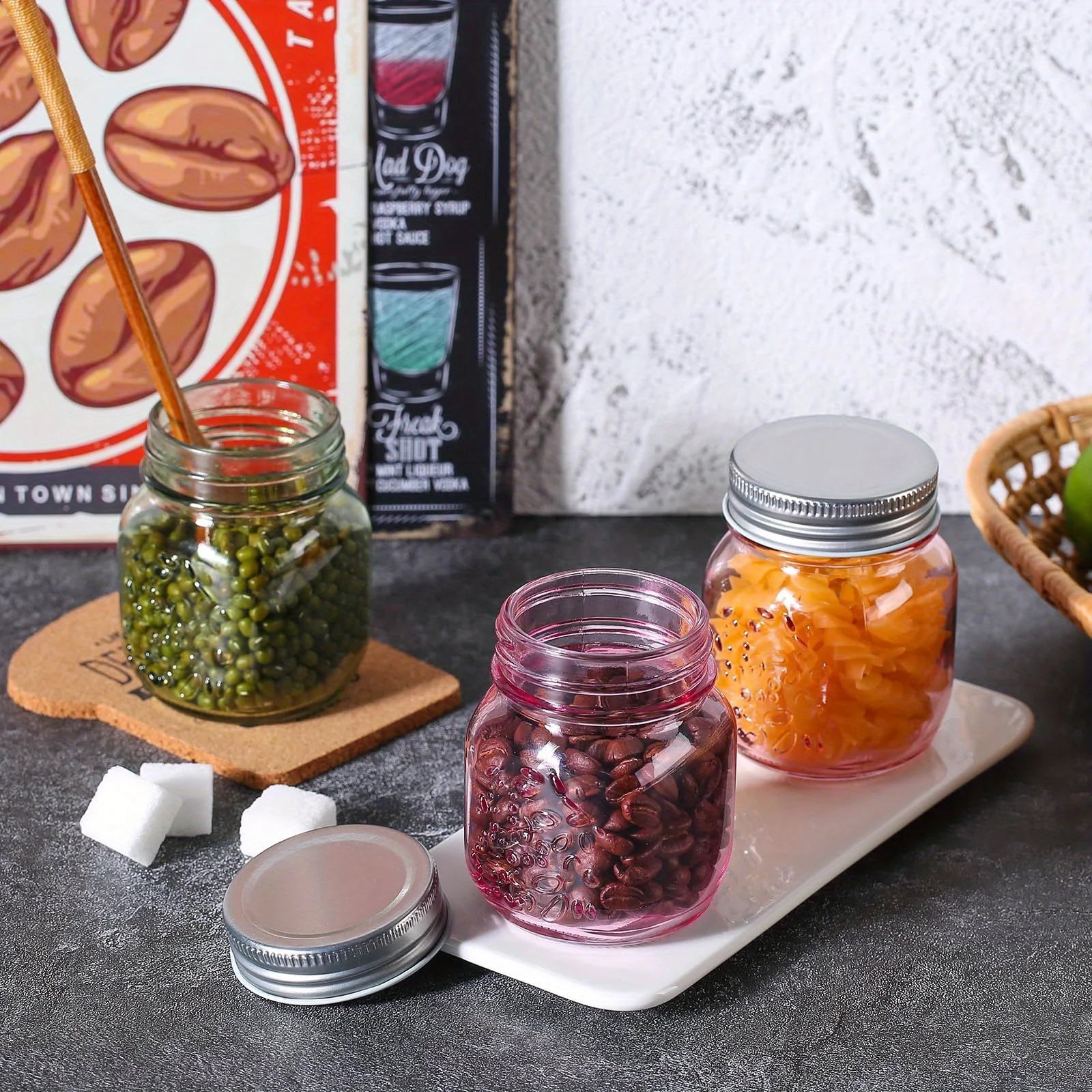 Mini Colored Mason Jars 5 oz with Metal Lids