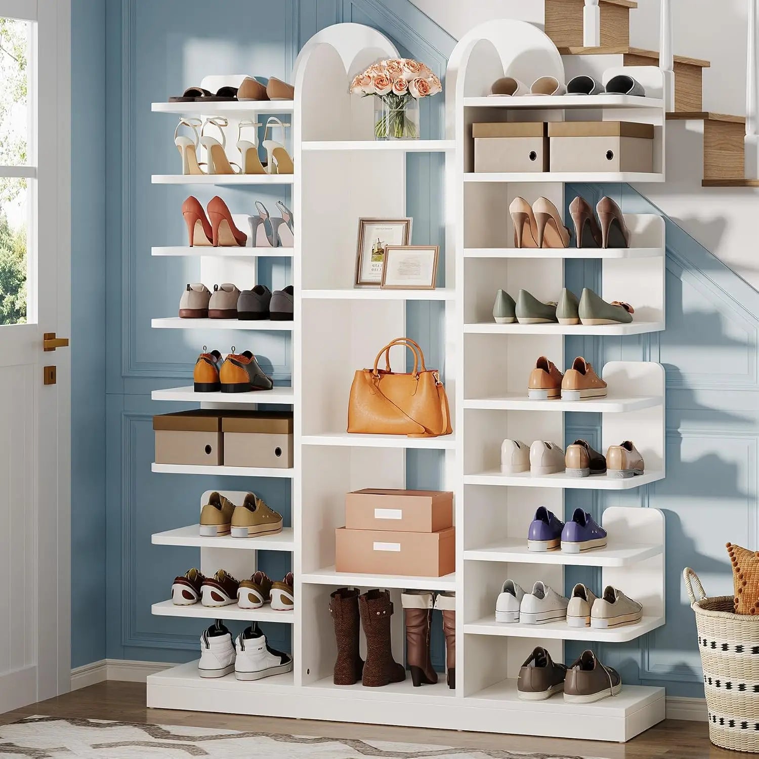Premium 13-Tier Freestanding Tall Wooden Shoe Rack