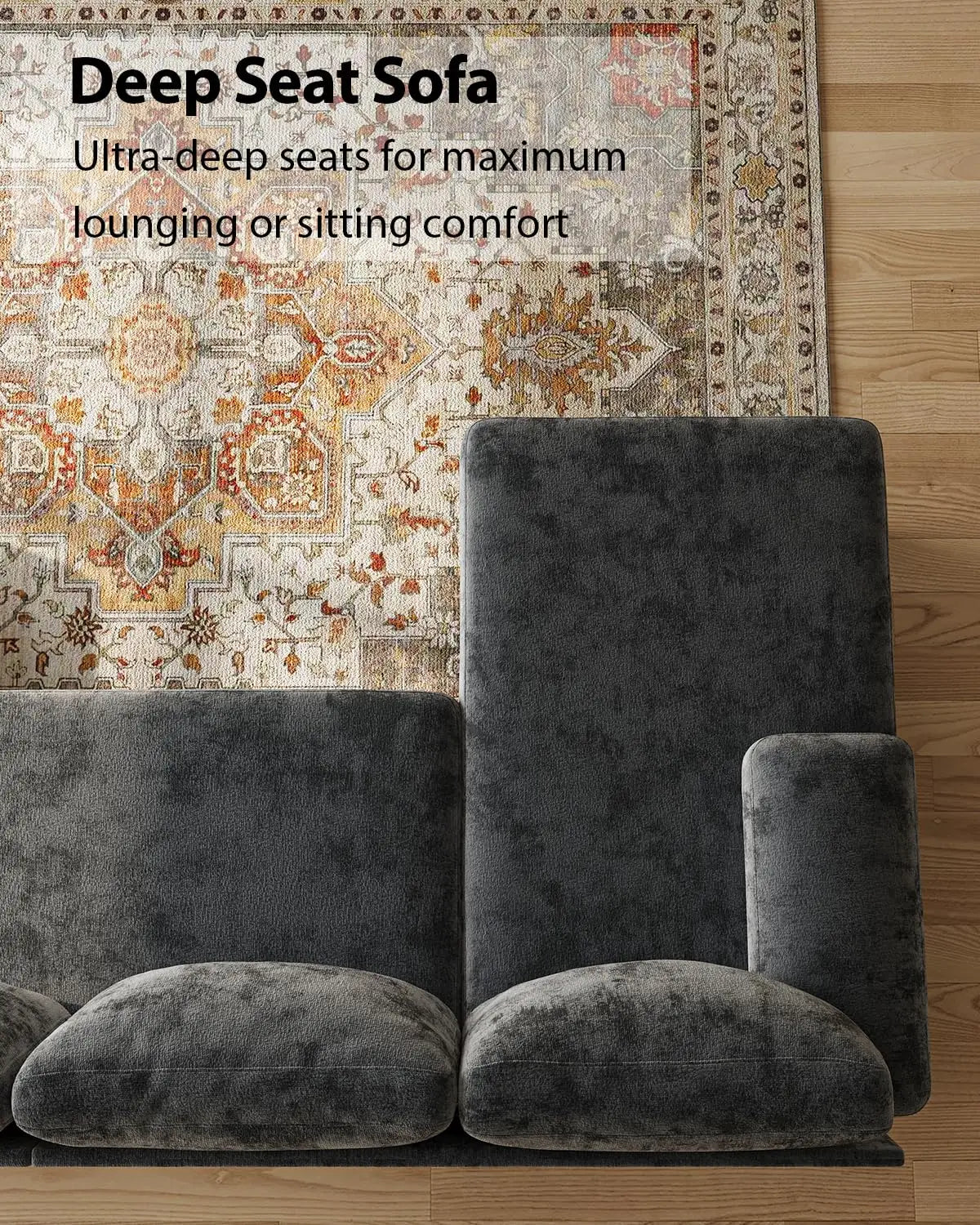 U-Shaped Sectional Couch Double Chaise Chenille Upholstery