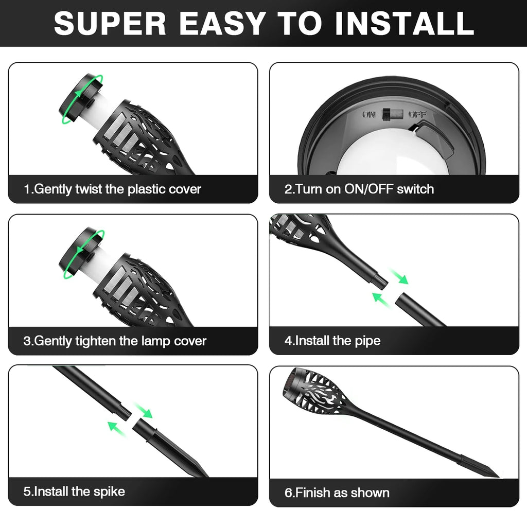 LED Flickering Outdoor Solar Flame Torch Light