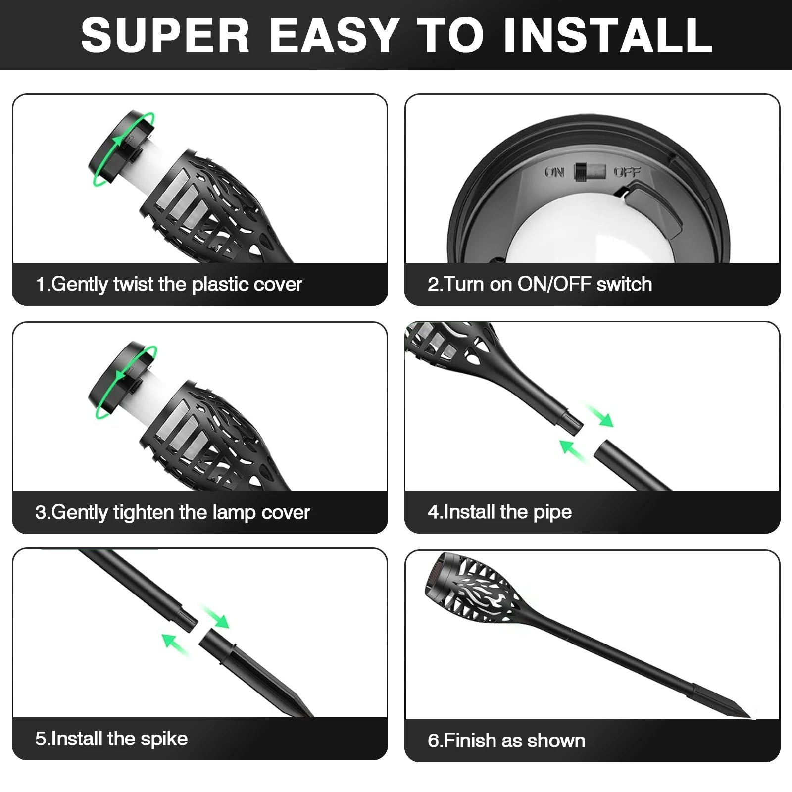 LED Flickering Outdoor Solar Flame Torch Light