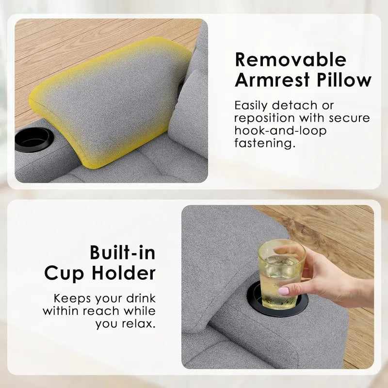 Convertible Sofa Bed with USB Charger and Cup Holders, Teddy Fabric Loveseat Pull Out Couch with Adjustable Backrest
