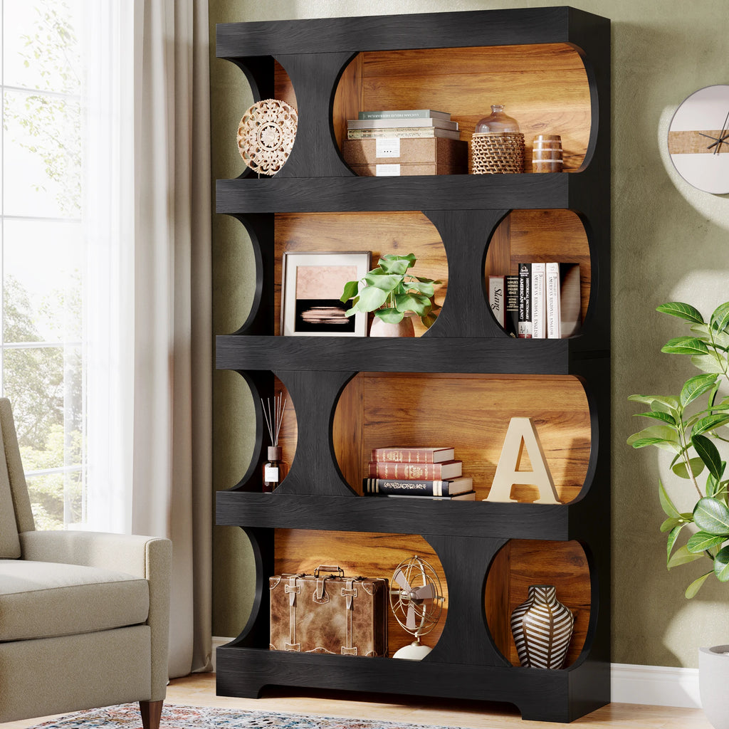 Tribesigns 71" Tall S-Shaped 4-Tier Bookcase