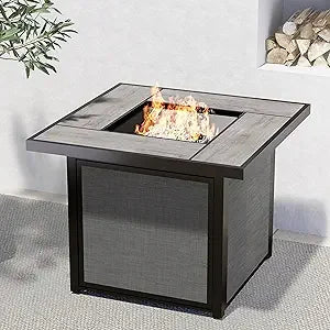 Grand Patio Outdoor Gas Fire Pit Table – 43-inch 50,000 BTU Rectangle Propane Firepit with Ceramic Tile Top