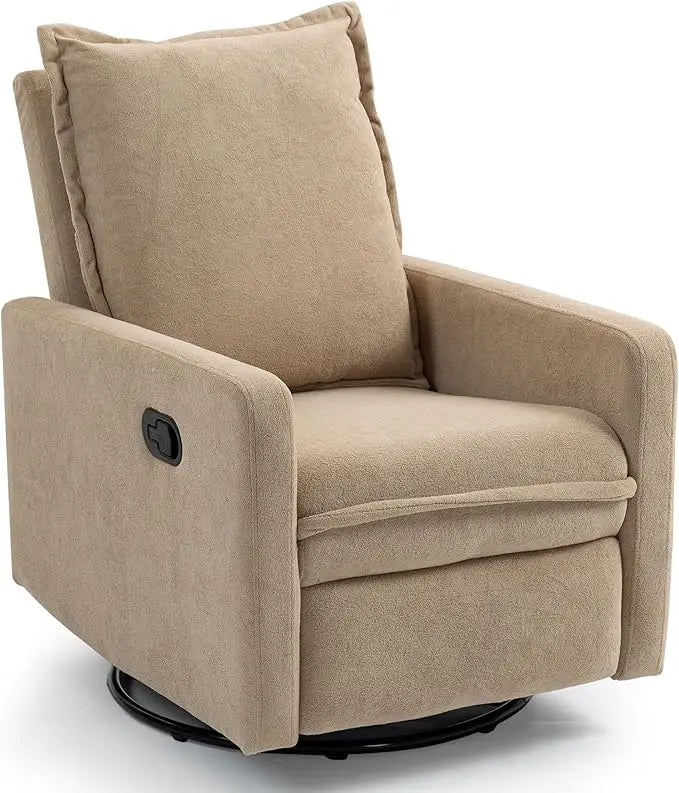 360 Degree Swivel Rocking Glider Chair Manual Recliner High Backrest Comfy Modern Armchair