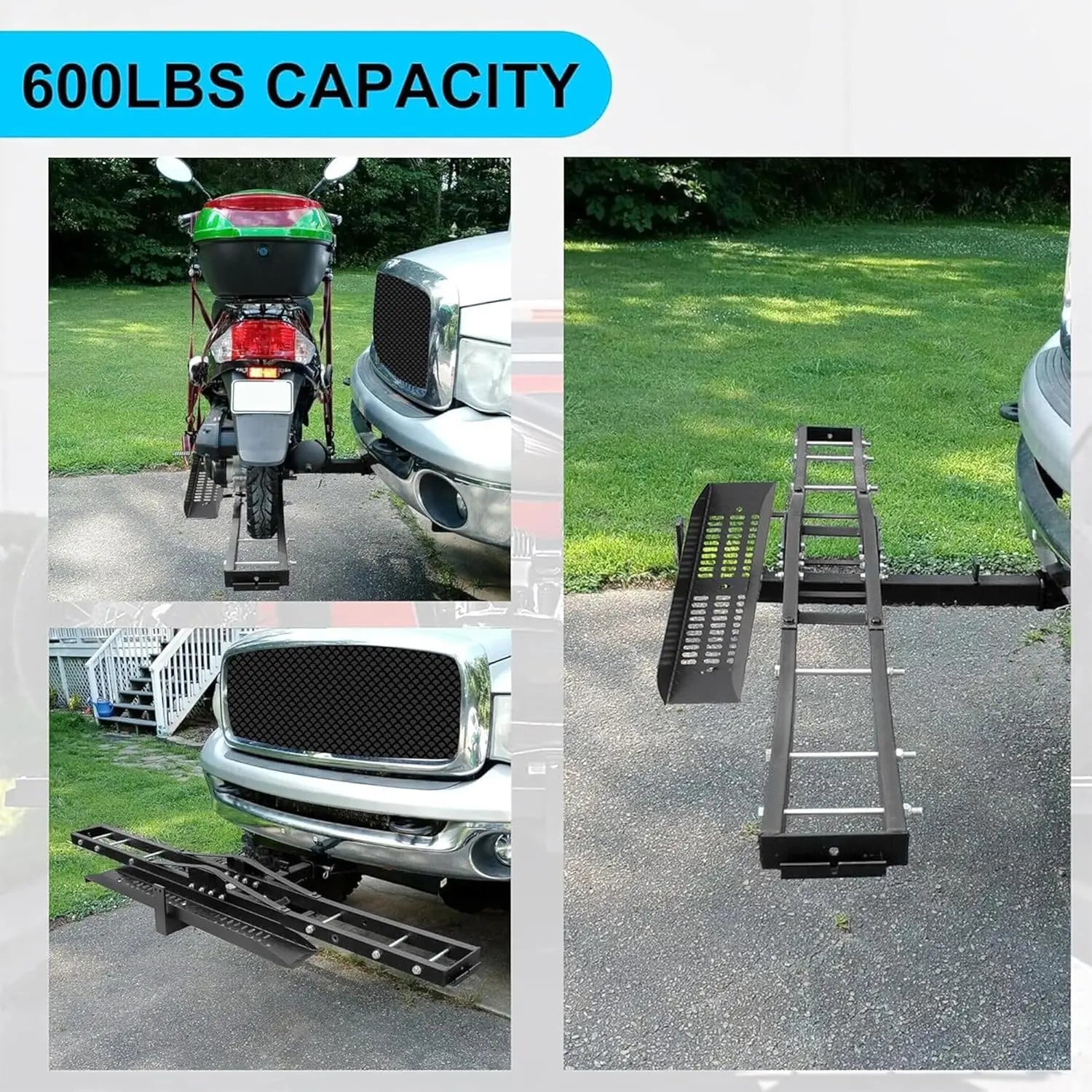 Heavy-Duty Hitch-Mount Motorcycle Carrier (600 lbs Capacity)