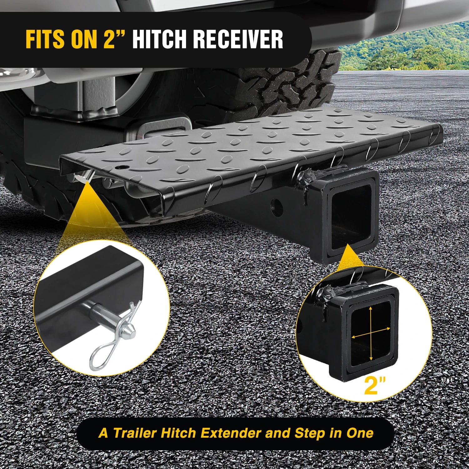 Nilight Heavy-Duty Hitch Extender with Anti-Slip Step