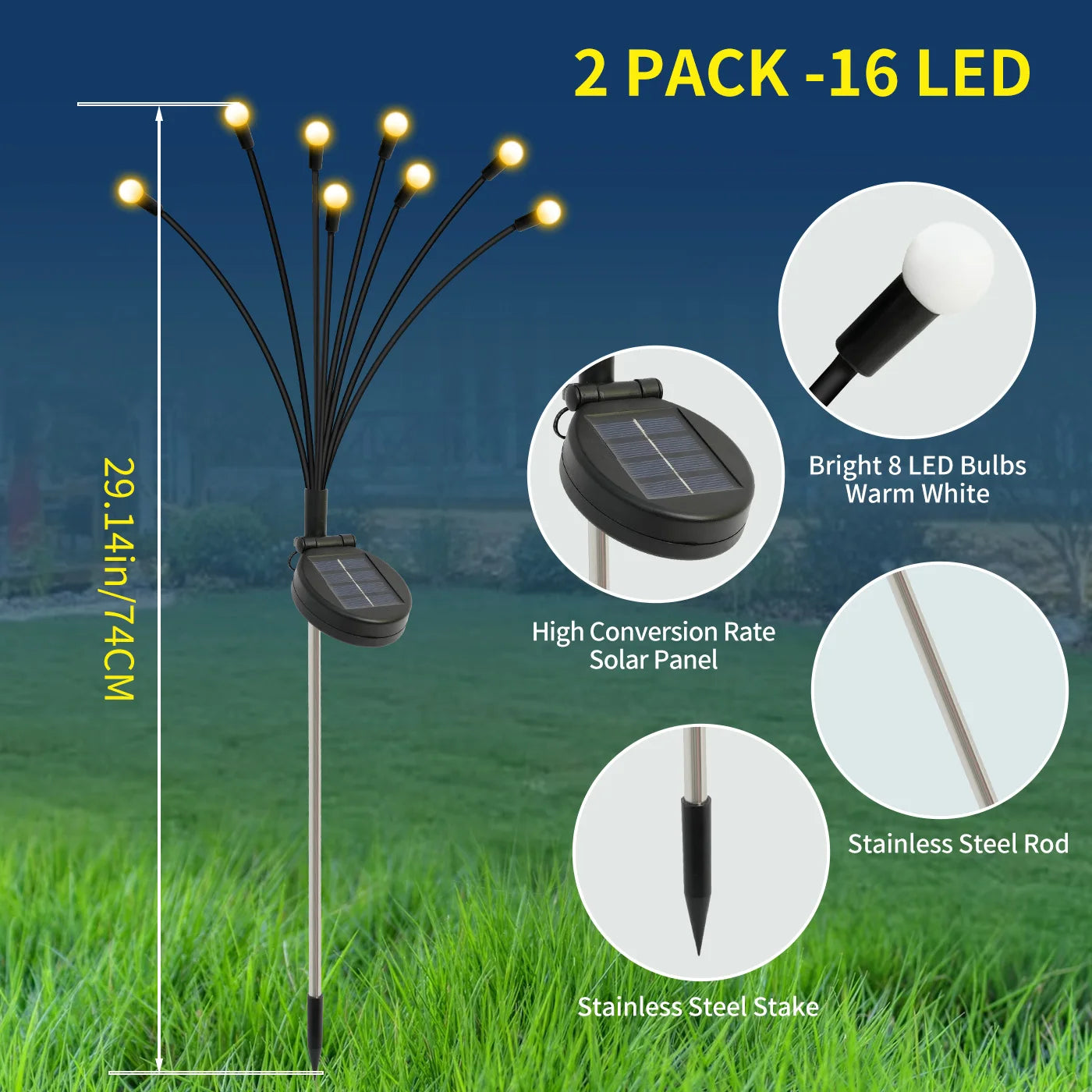 8-Head Solar Firefly Lights