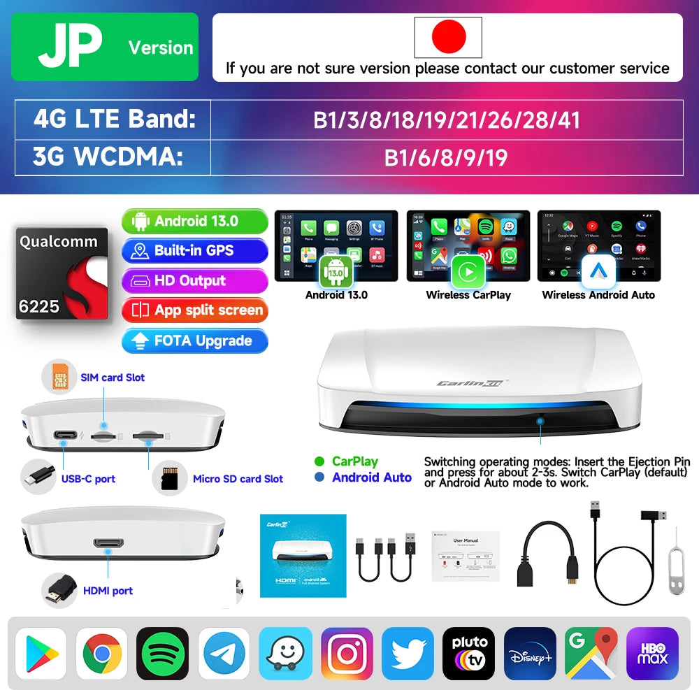 128G Android 13 Wireless Carplay Car Box