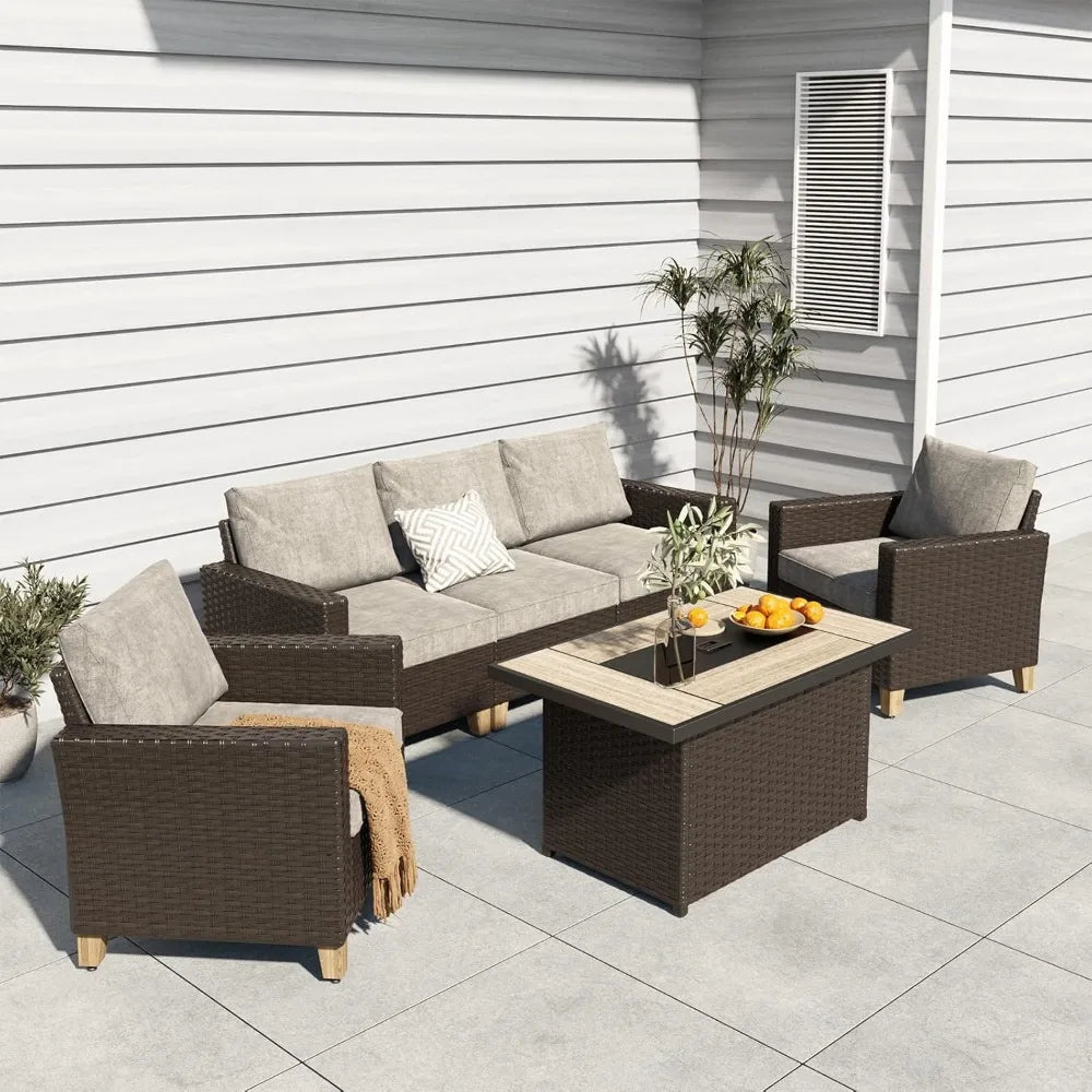 Grand Patio Outdoor Gas Fire Pit Table – 43-inch 50,000 BTU Rectangle Propane Firepit with Ceramic Tile Top