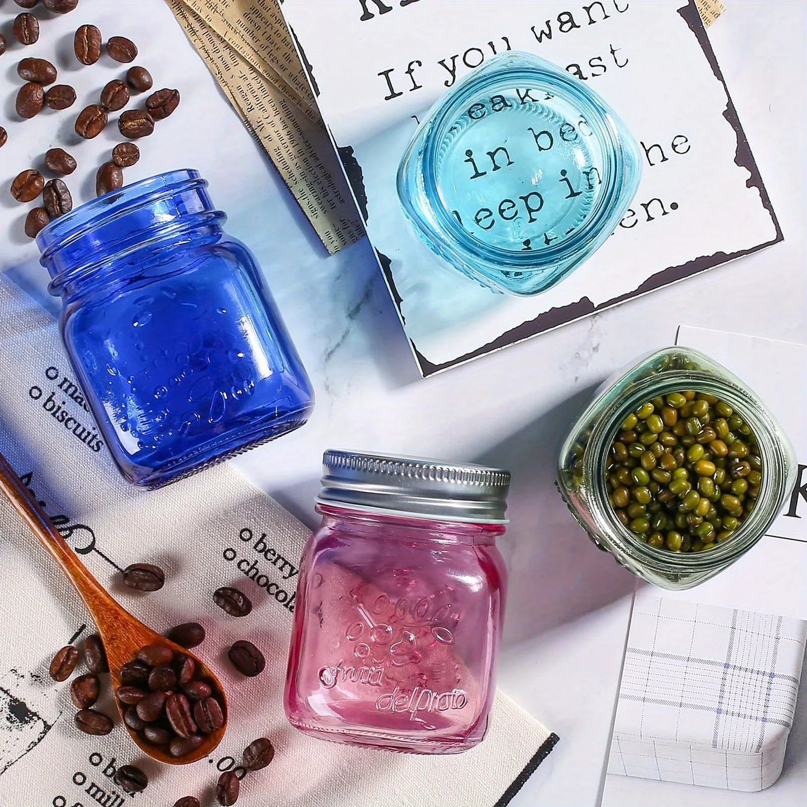 Mini Colored Mason Jars 5 oz with Metal Lids
