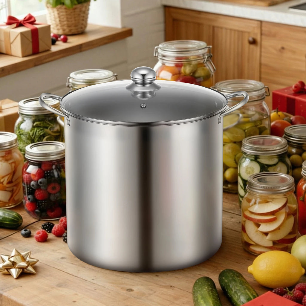 Stainless Steel Water Bath Canner Pot and Tempered Glass Lid Canning Starter Kit