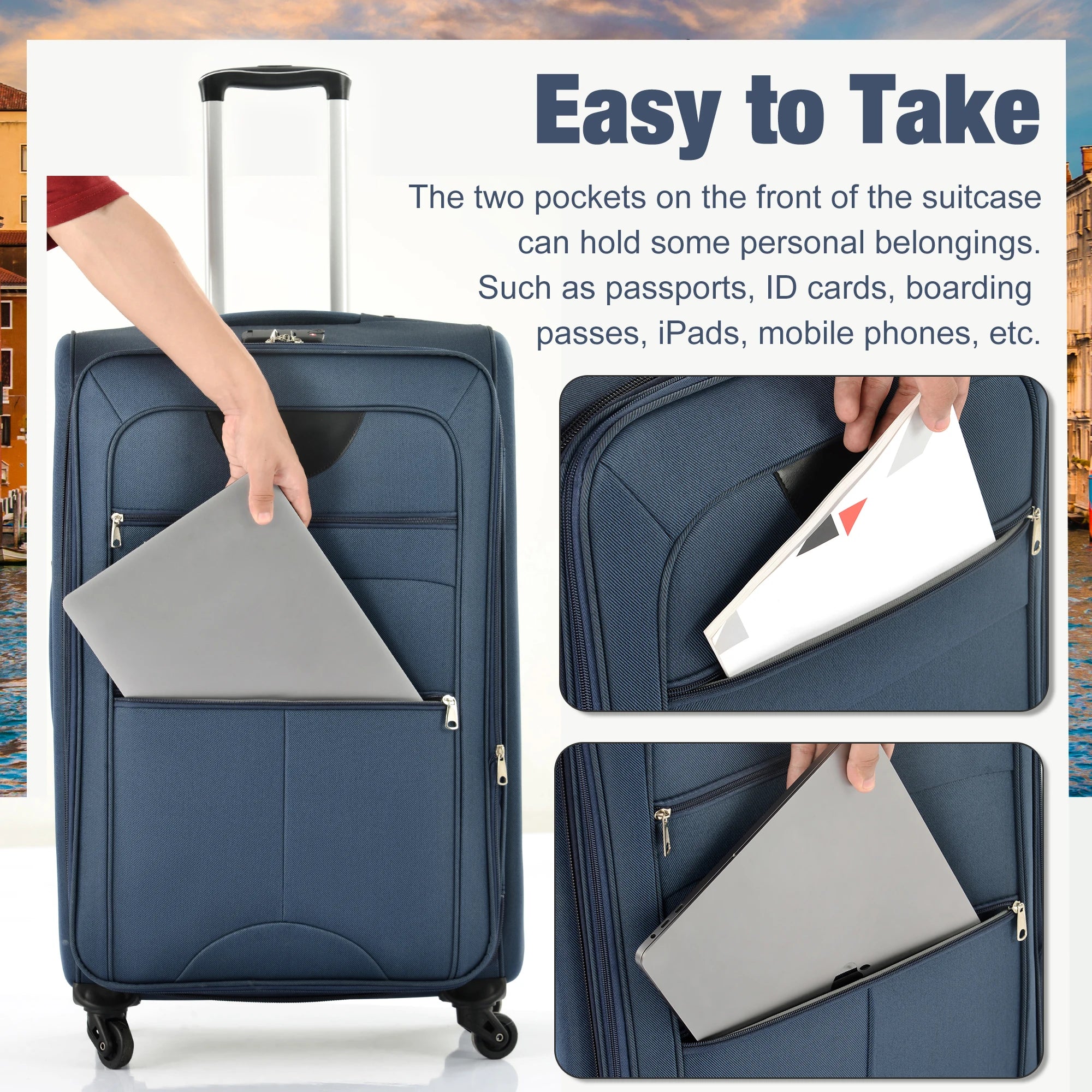 Softside Luggage Expandable 5 Piece Set with Duffel Bag