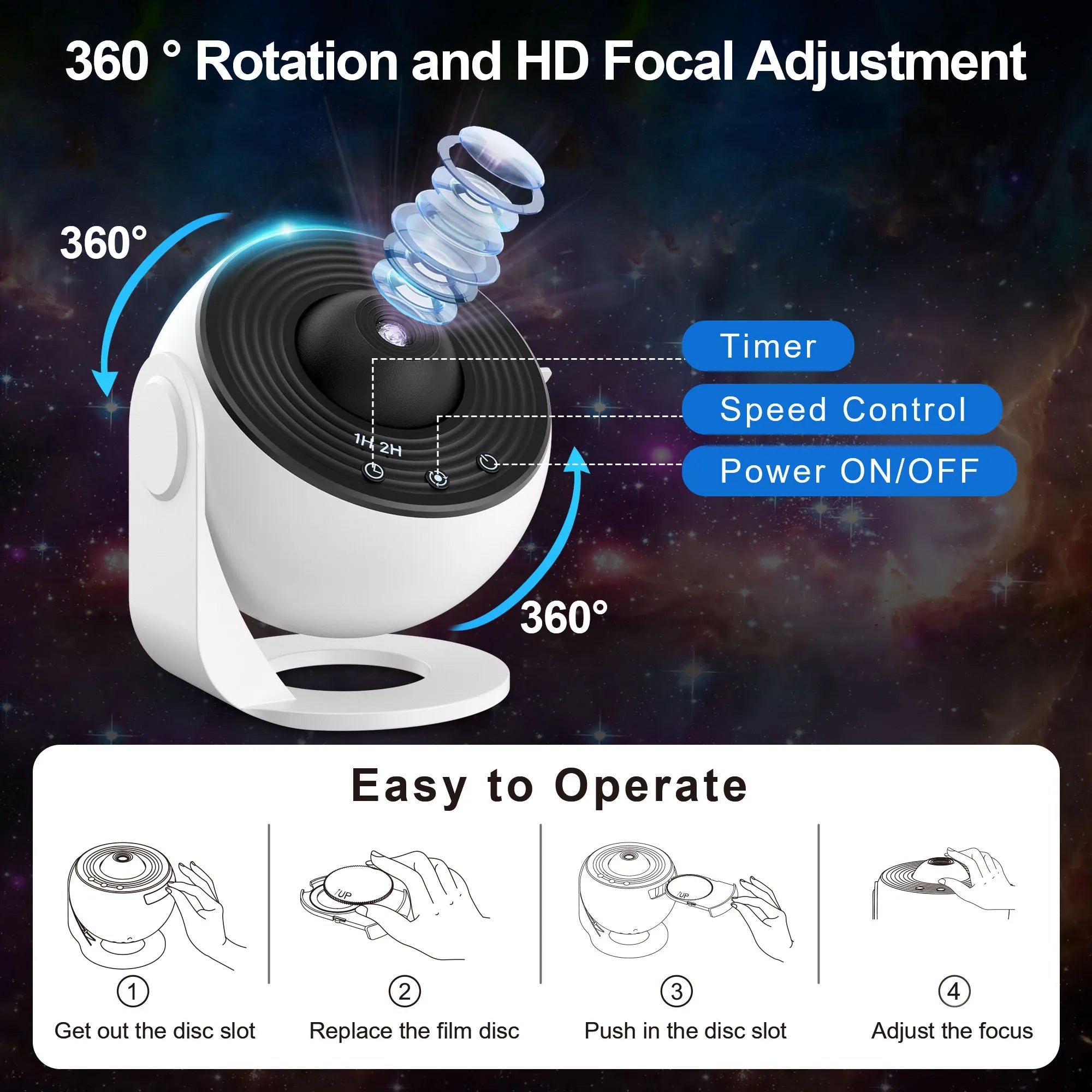 13 In 1 Galaxy Star Projector Night Light