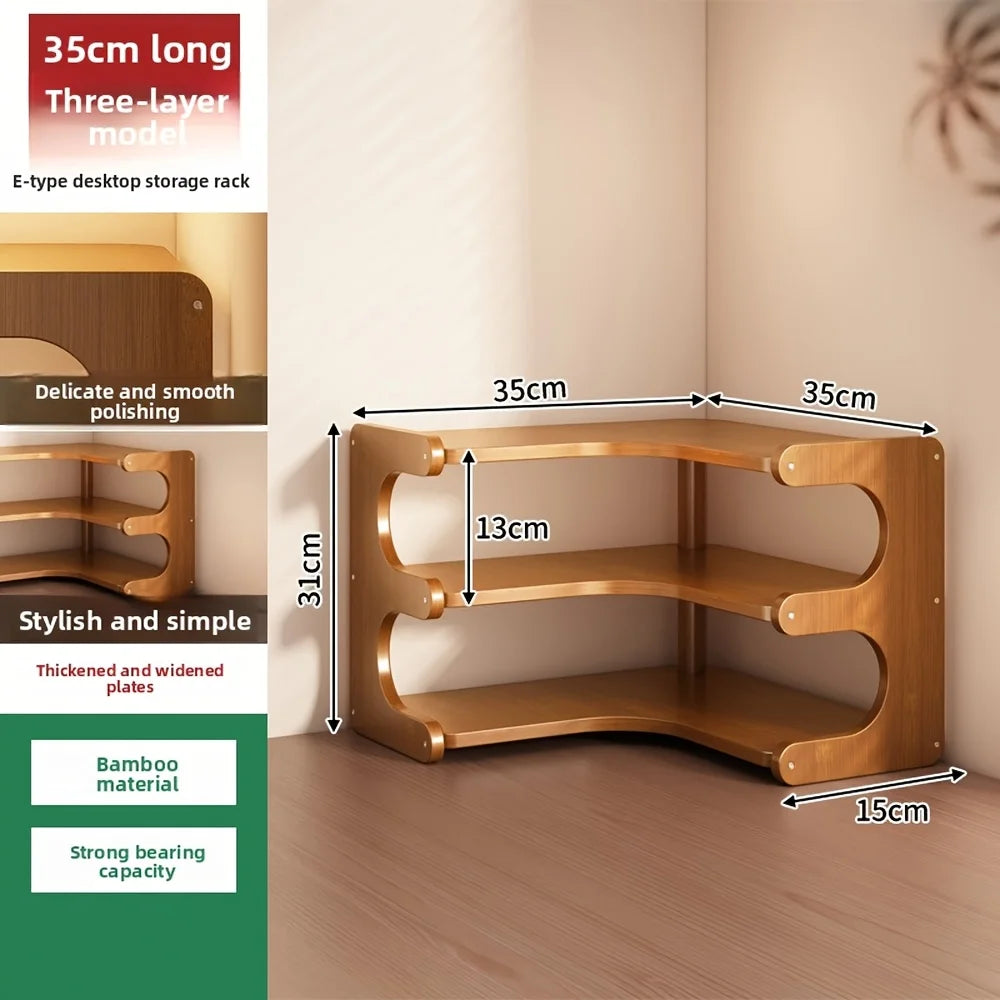 Multi-Tier Bamboo Corner Desk Shelf