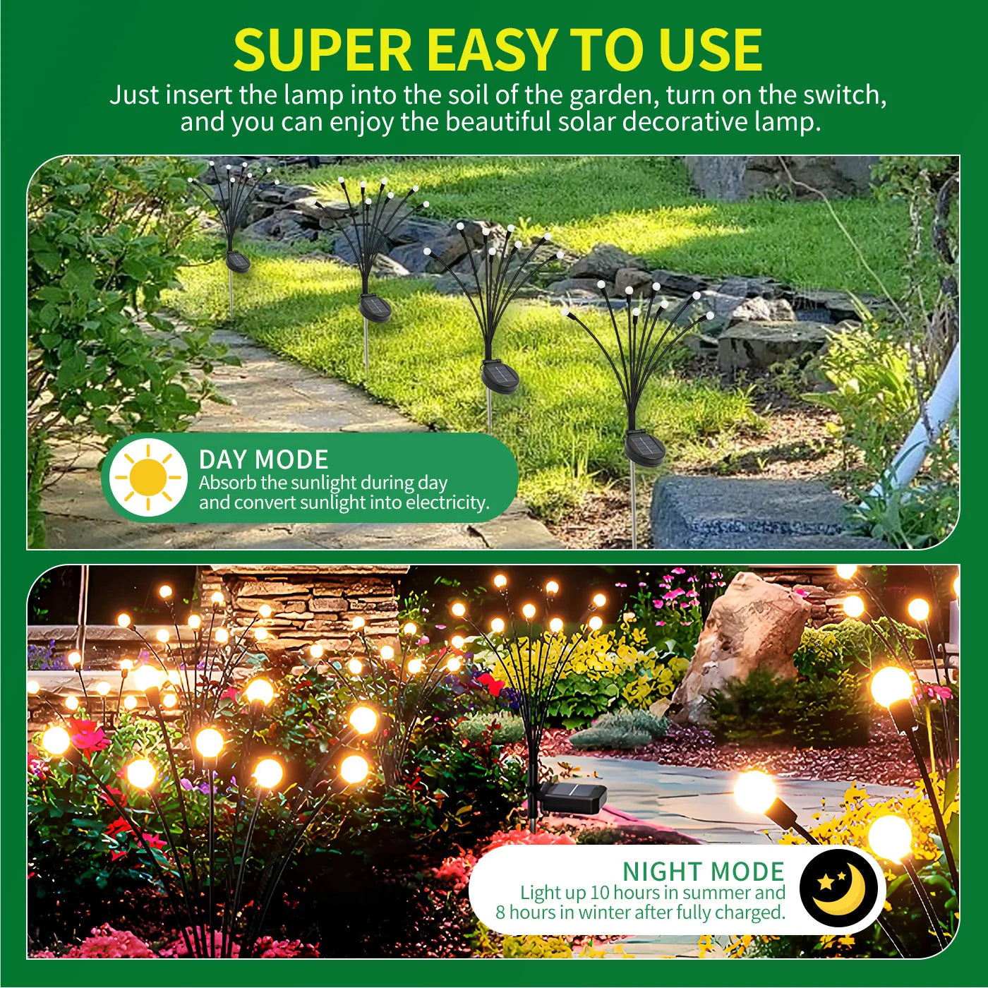 8-Head Solar Firefly Lights