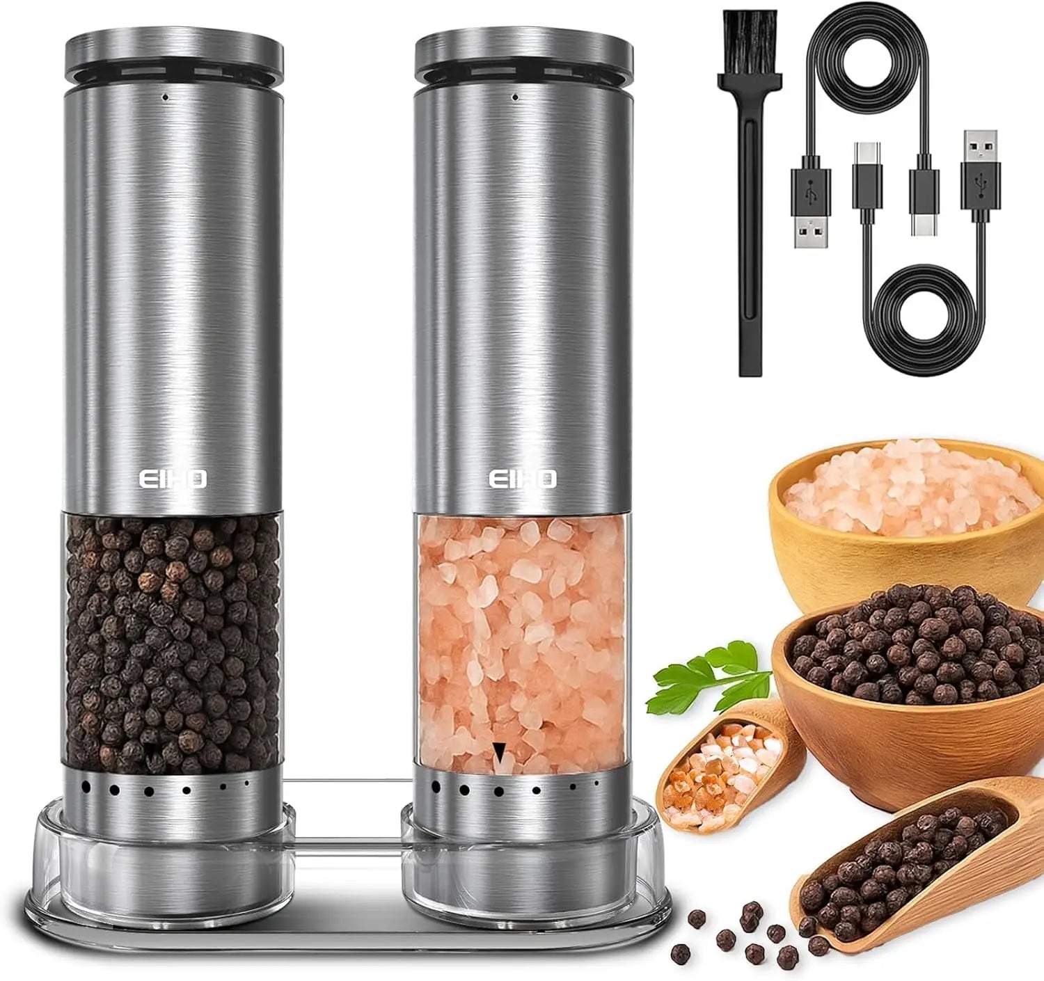 Rechargeable Electric Salt and Pepper Grinder Set