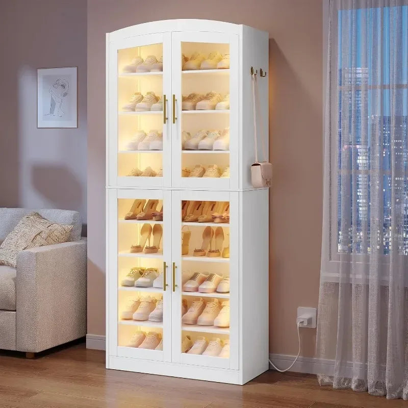 Hzuaneri 9-Tier Shoe Storage Cabinet with Glass Doors