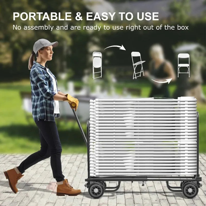 20 Pack White Folding Chairs, 350lb Capacity.