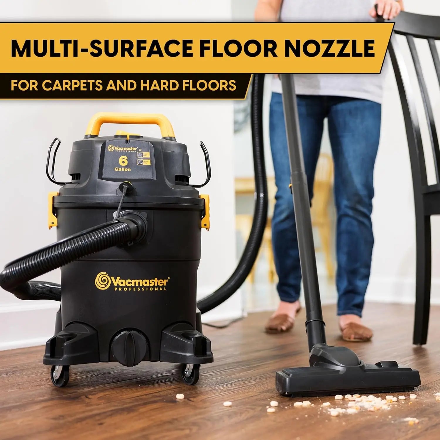 6 Gallon Wet Dry Vacuum Cleaner with Shampoo Function