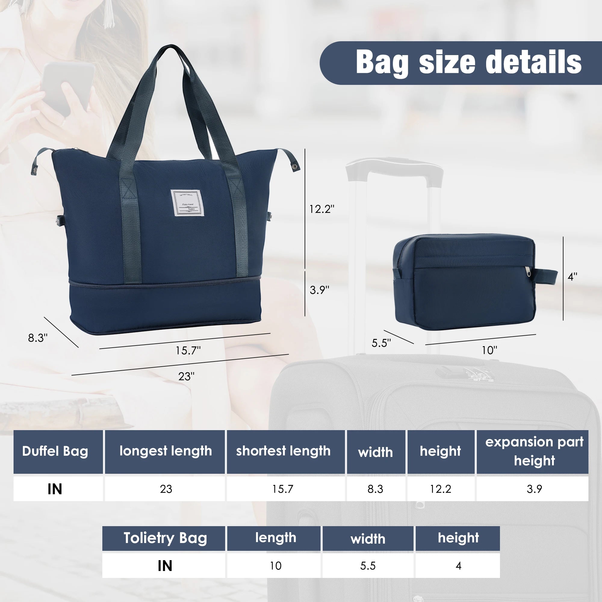 Softside Luggage Expandable 5 Piece Set with Duffel Bag